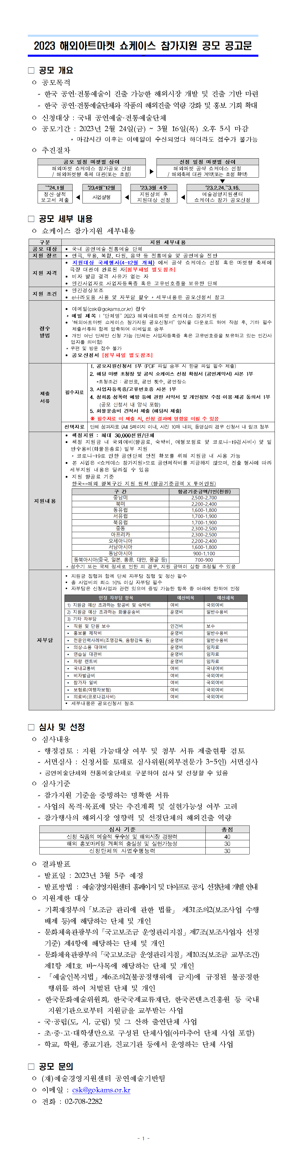 2023 해외아트마켓 쇼케이스 참가지원 공모 공고문